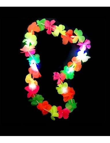 Colar luminoso havaiano multicolorido - Flores fluorescentes UV