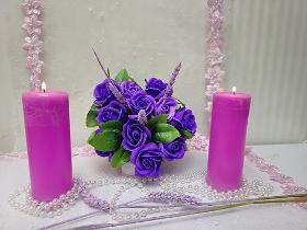 Flores decorativas em sabonete "Rosas Violetas"